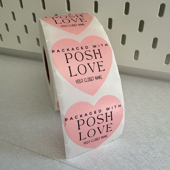 Custom Heart Stickers Labels - packed with posh love custom poshmark name  new - Picture 9 of 11